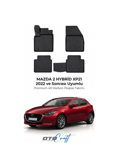 Otocraft Mazda 2 Hybrid Xp21 2022+ Araca Özel 4d Karbon Oto Paspas Havuzlu Tam Set