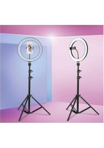 Selfie Led Işık 10inç Youtube,makyaj,kuaför 26cm-2m Stand Açık Gri