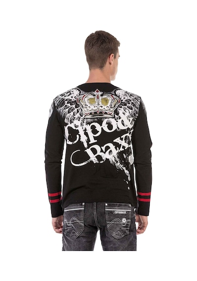 Cipo & Baxx CL451 Taşlı Baskılı Siyah Sweatshirt Siyah