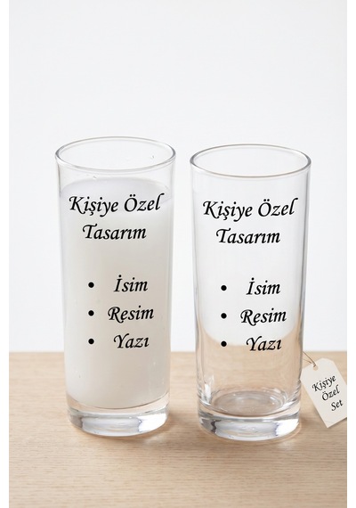 Kişiye Özel Baskılı 2'li Rakı Bardağı Seti - İsim, Fotoğraf Ve Yazı Tasarımlı 2 Li Özel Hediye Rakı Bardağı Seti Çok Renkli