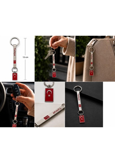 Türkiye Yazılı Metal Anahtarlık Türk Bayraklı Şık Araba Çanta Anahtar Aksesuarı 13 Cm