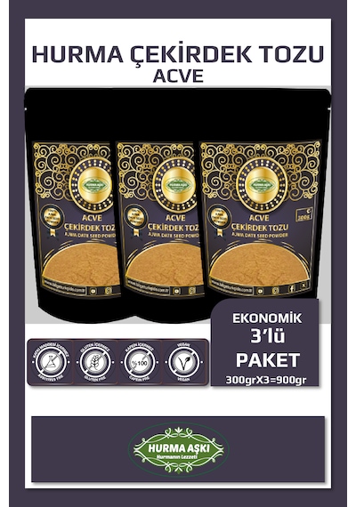 Hurma Aşkı Acve Hurma Çekirdeği Tozu 300grx3 900gr