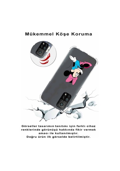 Xiaomi Poco F2 Pro Köşe Korumalı Antişok Kapak Minnie Mouse Tasarımlı Şeffaf Kılıf