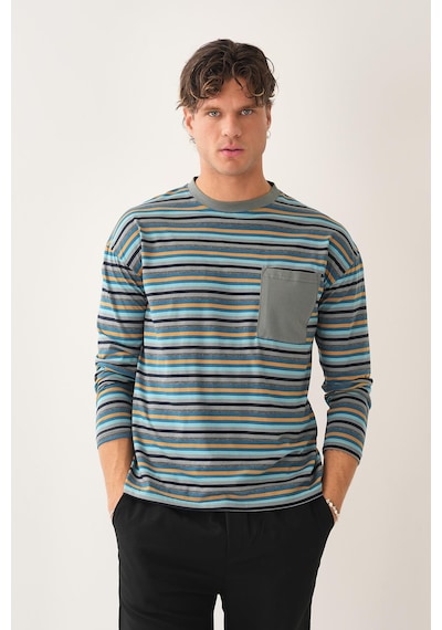 Alexander Gardi Cep Detaylı Çizgili T-shirt Yeşil