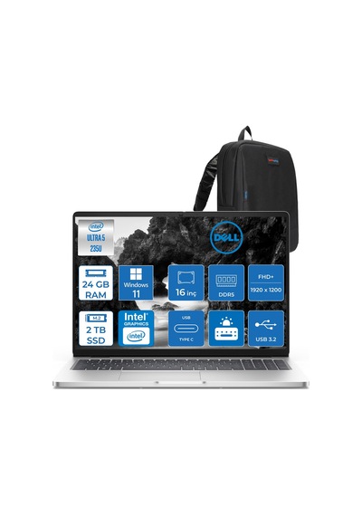 Dell Pro 16 PC16250BTO105H09 Ultra 5-235U 24 GB 2 TB SSD 16" W11H Dizüstü Bilgisayar + Zetta Çanta