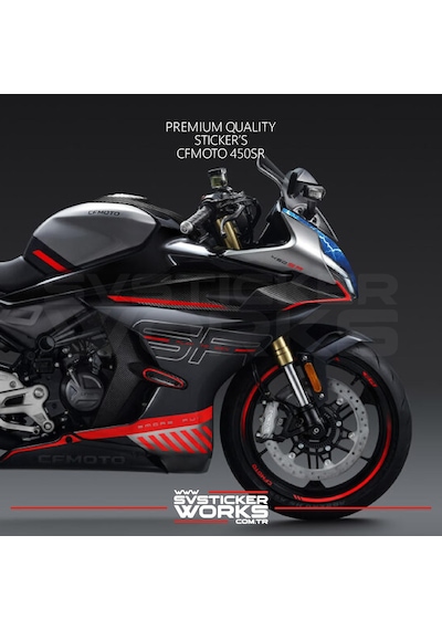 Cfmoto 450sr Sticker Ön Kafa Kaplama Modeli Hazır Kit Mavi Şimşek Desen Kaplama Mavi
