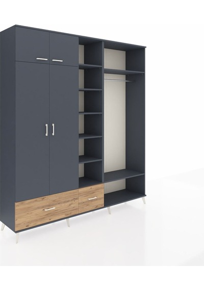 Hyperion Dolap 12 Raflı 2 Çekmeceli 2 Askılı 220x44x243 Antrasit-antrasit/çam Antrasıt/atlas Çam Hyperion Dolap 12 Raflı 2 Çekmeceli 2 Askılı 220x44x243 Antrasit-antrasit/çam Antrasıt/atlas Çam