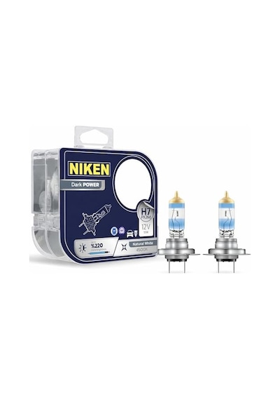 Niken H7%220 Daha Parlak, 4500k Doğal Beyaz Işık, 12v 55w Trafiğe Çıkış Onaylı Dark Power Standart Far Uyumu, 2'li Paket