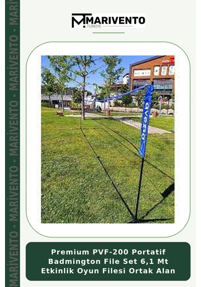 Premium Pvf-200 Portatif Badmington File Set 6,1 Mt Etkinlik Oyun Filesi Ortak Alan