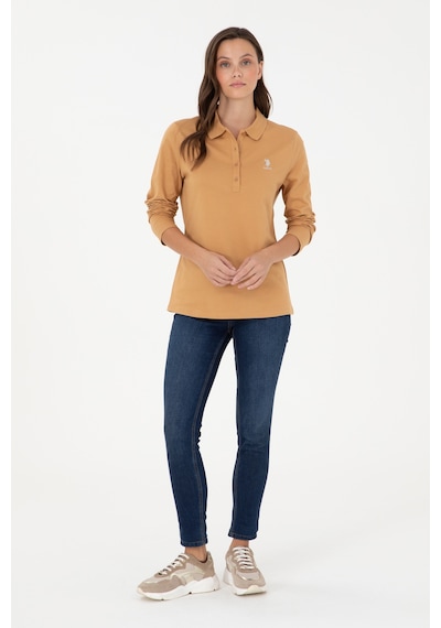 U.S. Polo Assn. Kadın Camel Basic Polo Yaka Sweatshirt 50289541-VR015