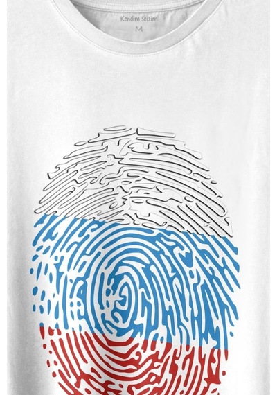 Fransa Bayrağı Damgası Parmak İzi Baskılı Tişört Unisex T-shirt 001