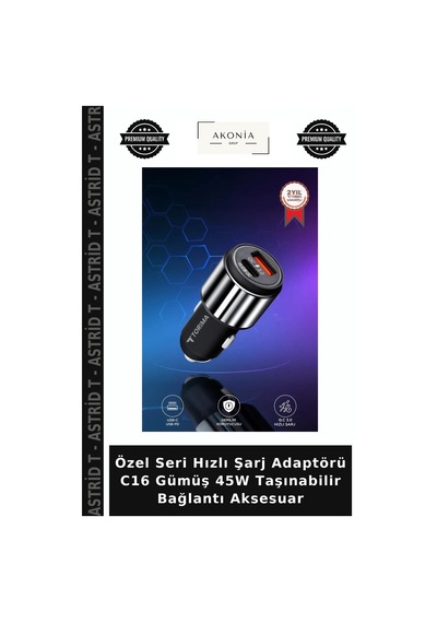 Özel Seri Hızlı Şarj Adaptörü C16 Gümüş 45w Taşınabilir Bağlantı Aksesuar