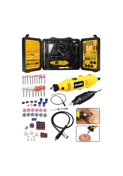 Dragro DRG-400grv Sarı 400 W 350 Parça 60.000 Rpm 6 Kademe Devir Ayarlı Hobi Gravür Seti Mini Taşlama Makinesi