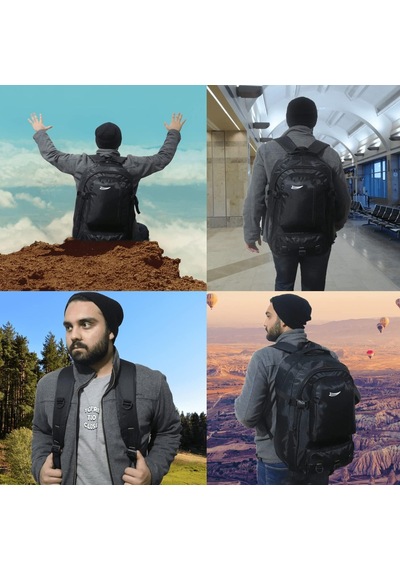 Xmlbayiciniz Baggor 50 Lt Siyah Büyük Boy Su Geçirmez Çok Gözlü Yürüyüş-seyahat-okul-dağcı-spor-trekking-günlük Sırt Çok Renkli