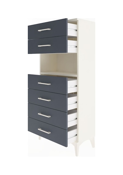 Arges Dolap Tek Raflı 6 Çekmeceli 60x30x134 Aytaşı-antrasit Aytaşı