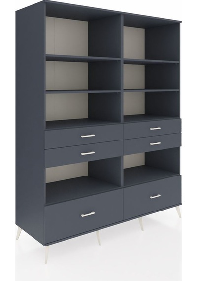 Kronos Gardrop 8 Raflı 6 Çekmeceli 176x59x221 Antrasit-antrasit Beyaz Kronos Gardrop 8 Raflı 6 Çekmeceli 176x59x221 Antrasit-antrasit Beyaz