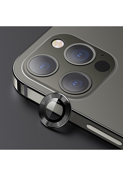 Usams Apple Uyumlu iPhone 12 Pro 3D Metal Çerçeveli Kamera Lens Koruyucu