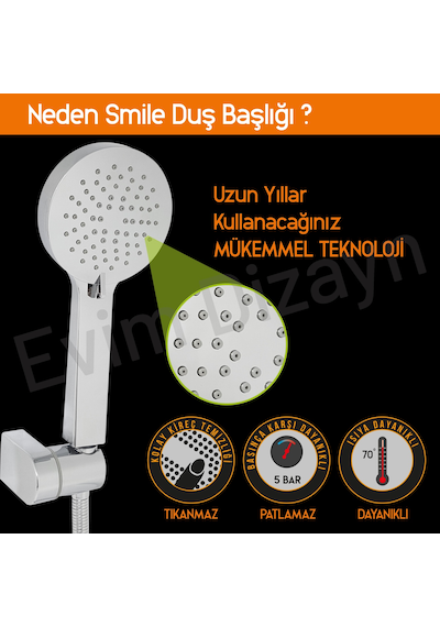 Aqua Bagno Smile El Duşu - Duş Başlığı 3 Fonksiyonlu Krom