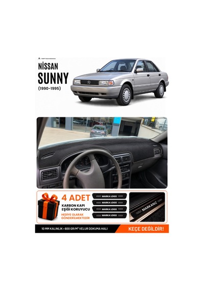 Nissan Sunny 1990-1995 Uyumlu Torpido Koruma, Torpido Örtüsü, Torpido Kılıfı - Siyah
