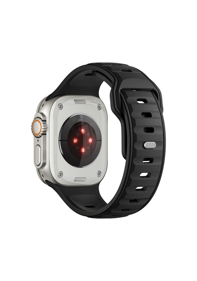 Watch Ultra 49mm Tknc Krd-135 Silikon Kordon Strap Kayış - Siyah