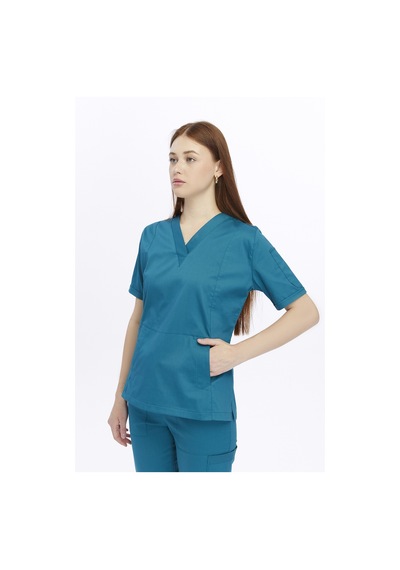 Uniprom Likralı Kadın Hemşire Ve Doktor Forması Hastane Üniforması Medikal Takım İndigo