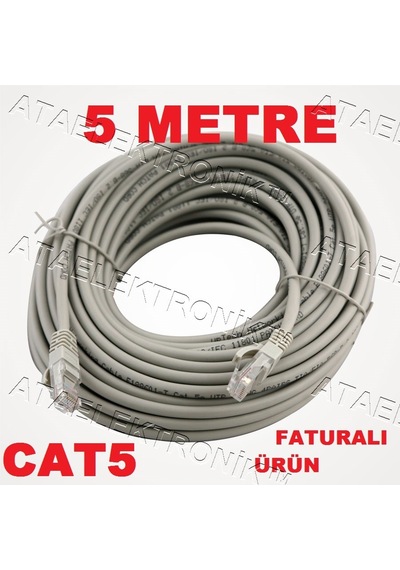 Cat5 Hazir Internet Soketli Kablo 5 Metre 5 Mt Cat5 Modem Pc
