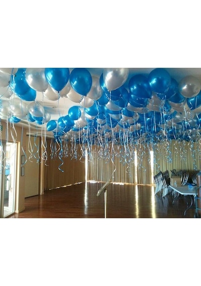 25 Adet Metalik Lacivert Koyu Mavi + Gümüş Gri Karışık Balon
