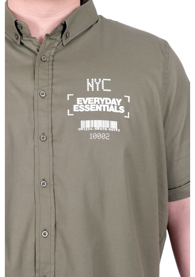 Mode Xl Büyük Beden Erkek Gabardin Gömlek Everyday Essentials U25602 Haki Haki
