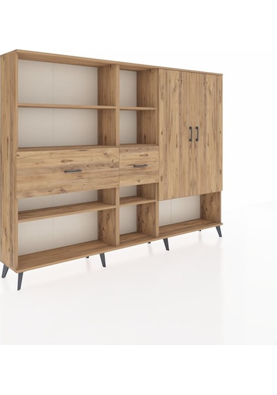 Arges Dolap 10 Raflı 2 Çekmeceli 2 Kapaklı 220x30x163 Çam-çam Çam-çam