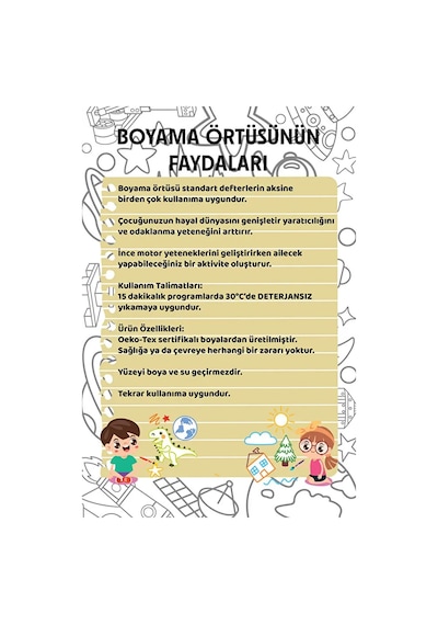 Uzay Yıkanabilir Boyama Örtüsü 30 40