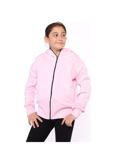 Toontoy Kız Çocuk Arkası Nakışlı İki Yanı Cepli Hırka Açık Pembe
