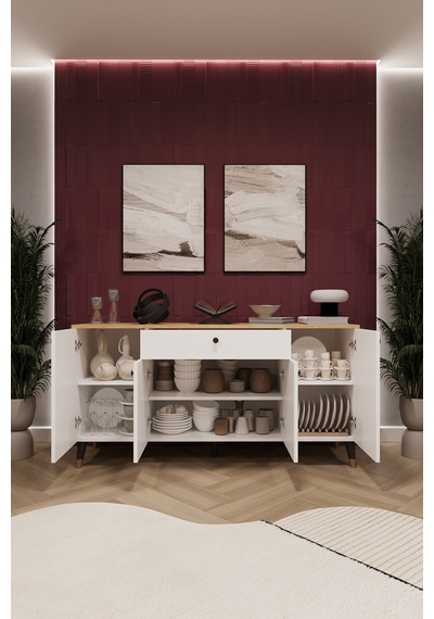 Lüks Konsol Tv Ünitesi %100 Mdf Salon Ve Yemek Odası Ünitesi Knsl03 Beyaz - Karına Lüks Konsol Tv Ünitesi %100 Mdf Salon Ve Yemek Odası Ünitesi Knsl03 Beyaz - Karına