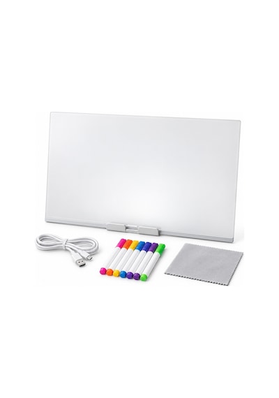 Led Işıklı Yazı Çizim Ve Boyama Tahtası 30x20 Cm 7 Renk Kalemli Silinebilir Usb Li Eğitici Çocuk Çizim Panosu Şeffaf