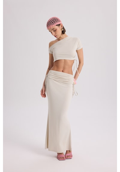 Mai Collection Mai Studios Co. Ivan Büzgülü Bej Crop Etek Takım Bej