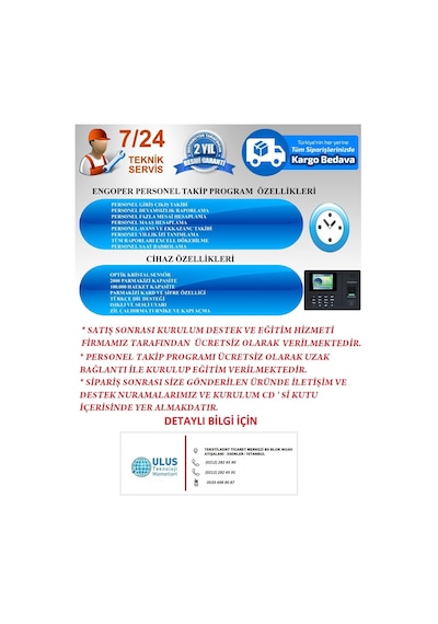 Bataryalı Parmak İzi Kartlı Ve Şifreli Personel Takip Sistemi Set