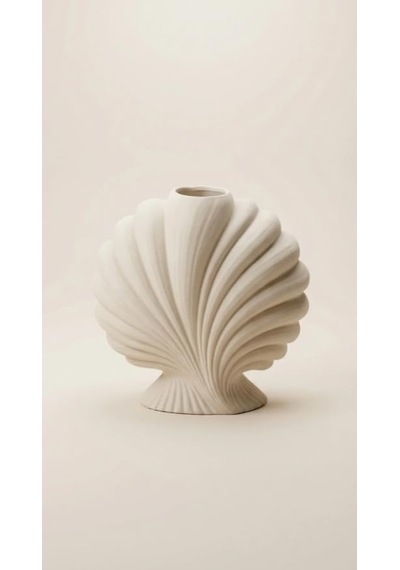 Dekoratif İstiridye Vazo Deniz Temalı Scallop Shell Vazo 13 Cm Çok Renkli