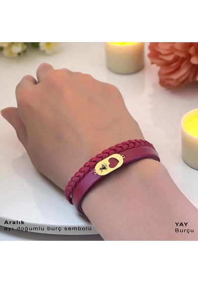 Archin Yay Burçları İçin Doğal Bordo Derili Kalp Figürlü 14 Ayar Altın Plakalı Hediye Bileklik-559burç Yay Archin Yay Burçları İçin Doğal Bordo Derili Kalp Figürlü 14 Ayar Altın Plakalı Hediye Bileklik-559burç Yay