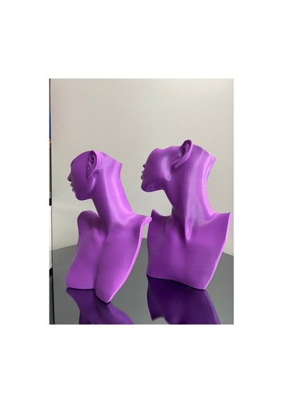 Mor Renk Dekoratif Takı Mankeni 2'li Set Takı Teşhir Standı 23 Ve 21 Cm Takı Organizer Küpe Kolye