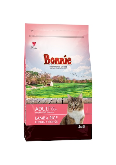 Bonnie Kuzu Etli ve Pirinçli Yetişkin Kedi Maması 1500 G