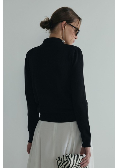 Suud Collection Siyah Carter Polo Yaka Triko Kazak