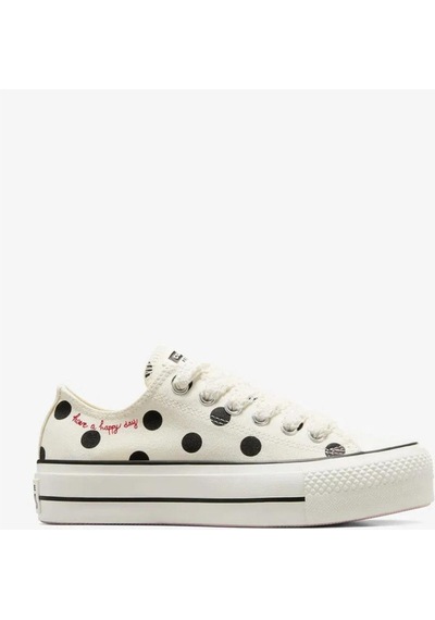 Converse Chuck Taylor All Star Lift Polka Dots Kadın Krem Platform Sneaker-6618 Krem