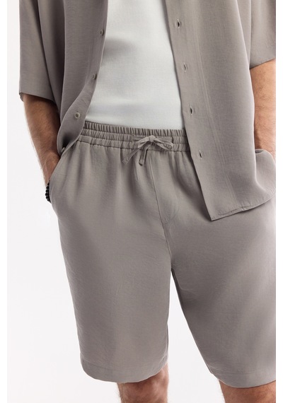 Avva Erkek Nardo Gri Beli Lastikli Bağcıklı Soft Touch Relaxed Fit Şort A51y3703