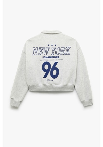 Koton Şardonlu Fermuarlı Sweatshirt Gri