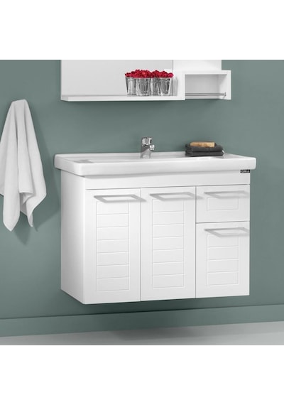 Orka Perge 85 Cm Beyaz Banyo Dolabı Alt Modül Ve Lavabo Beyaz Orka Perge 85 Cm Beyaz Banyo Dolabı Alt Modül Ve Lavabo Beyaz