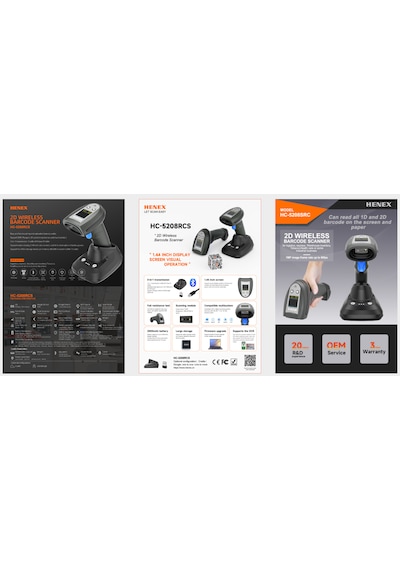 Henex Hc-5208rcs 2d Kablosuz Barkod Okuyucu Wifi/bt