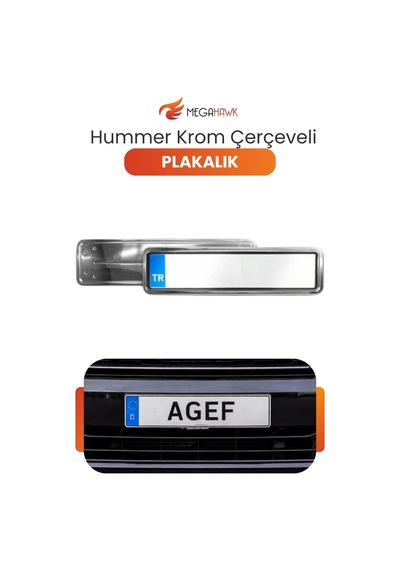 Hummer Krom Plakalık Paslanmaz Metal Şık Tasarım Universal Plaka Çerçevesi 2 Adet