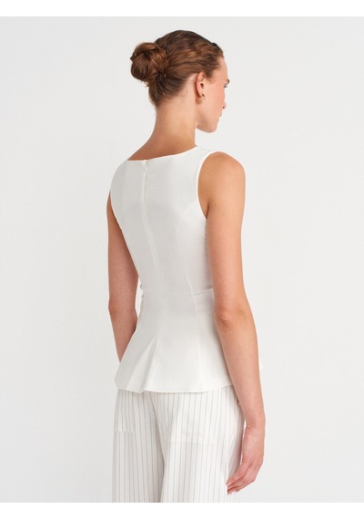 Dilvin 50281 Peplum Top-ekru Ekru