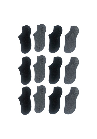 Ozzy Socks 12 Çift Dikişsiz Simli Kadın Bambu Görünmez (Sneaker) Çorap Çok Renkli