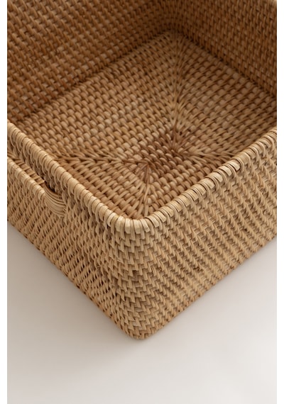 Meander Rattan Orta Boy Saklama Kutusu & Dekoratif Sepet 30x28x16 Natural