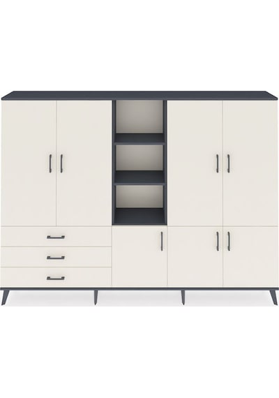 Arges Dolap 11 Raflı 3 Çekmeceli 7 Kapaklı 220x30x163 Antrasit-ay Antrasit-aytaşı Arges Dolap 11 Raflı 3 Çekmeceli 7 Kapaklı 220x30x163 Antrasit-ay Antrasit-aytaşı